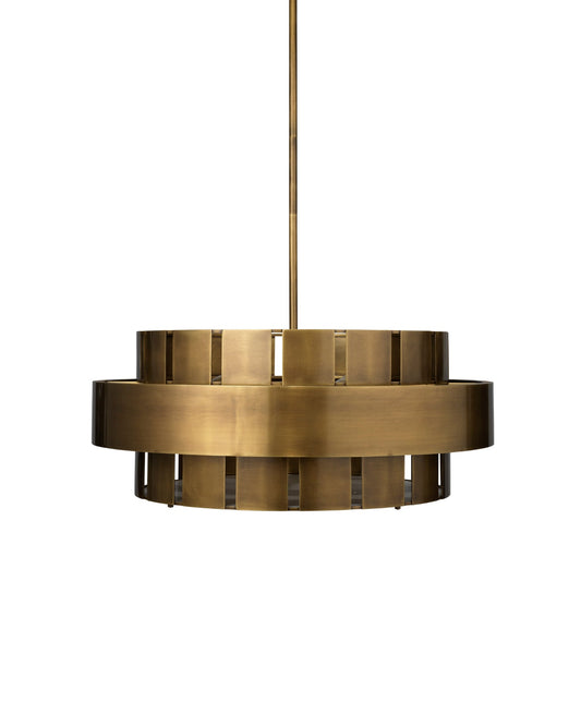 Orbit Chandelier, Large in Antique Brass With Acrylic Diffuser