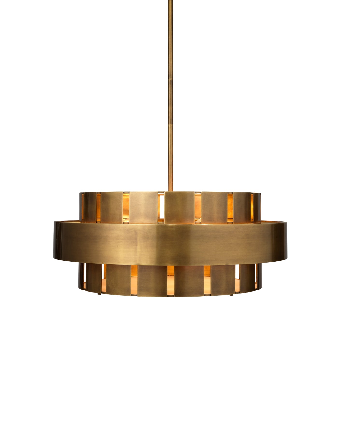 Orbit Chandelier, Large in Antique Brass With Acrylic Diffuser