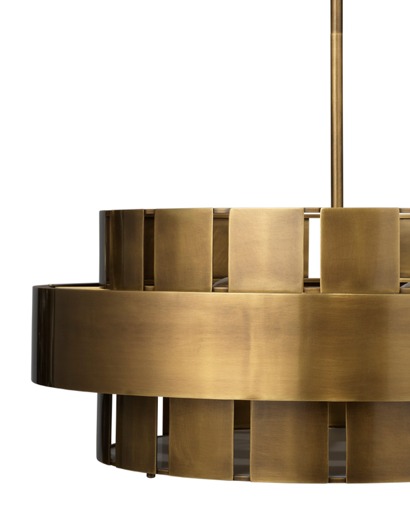 Orbit Chandelier, Large in Antique Brass With Acrylic Diffuser