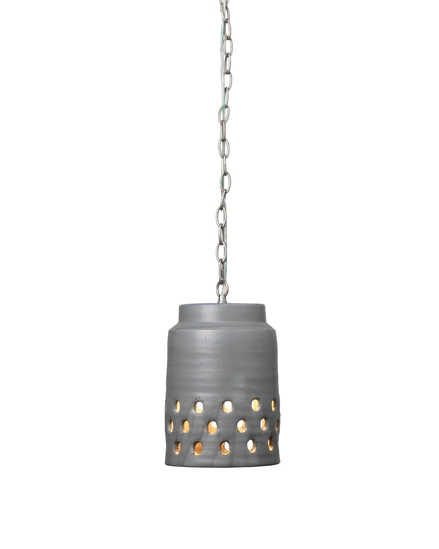 Tapered Perforated Pendant in Grey Ceramic