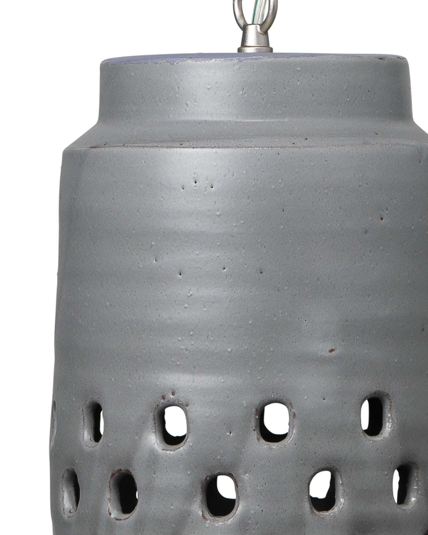 Tapered Perforated Pendant in Grey Ceramic