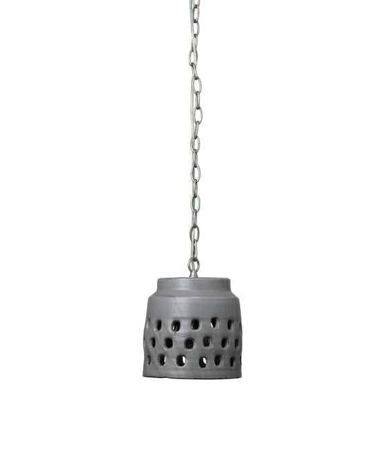 Perforated Pendant in Grey Ceramic