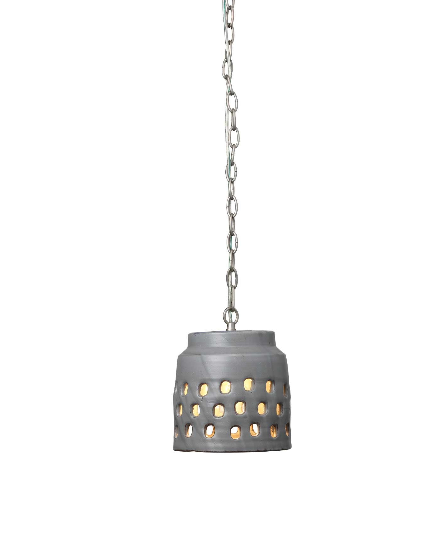 Perforated Pendant in Grey Ceramic