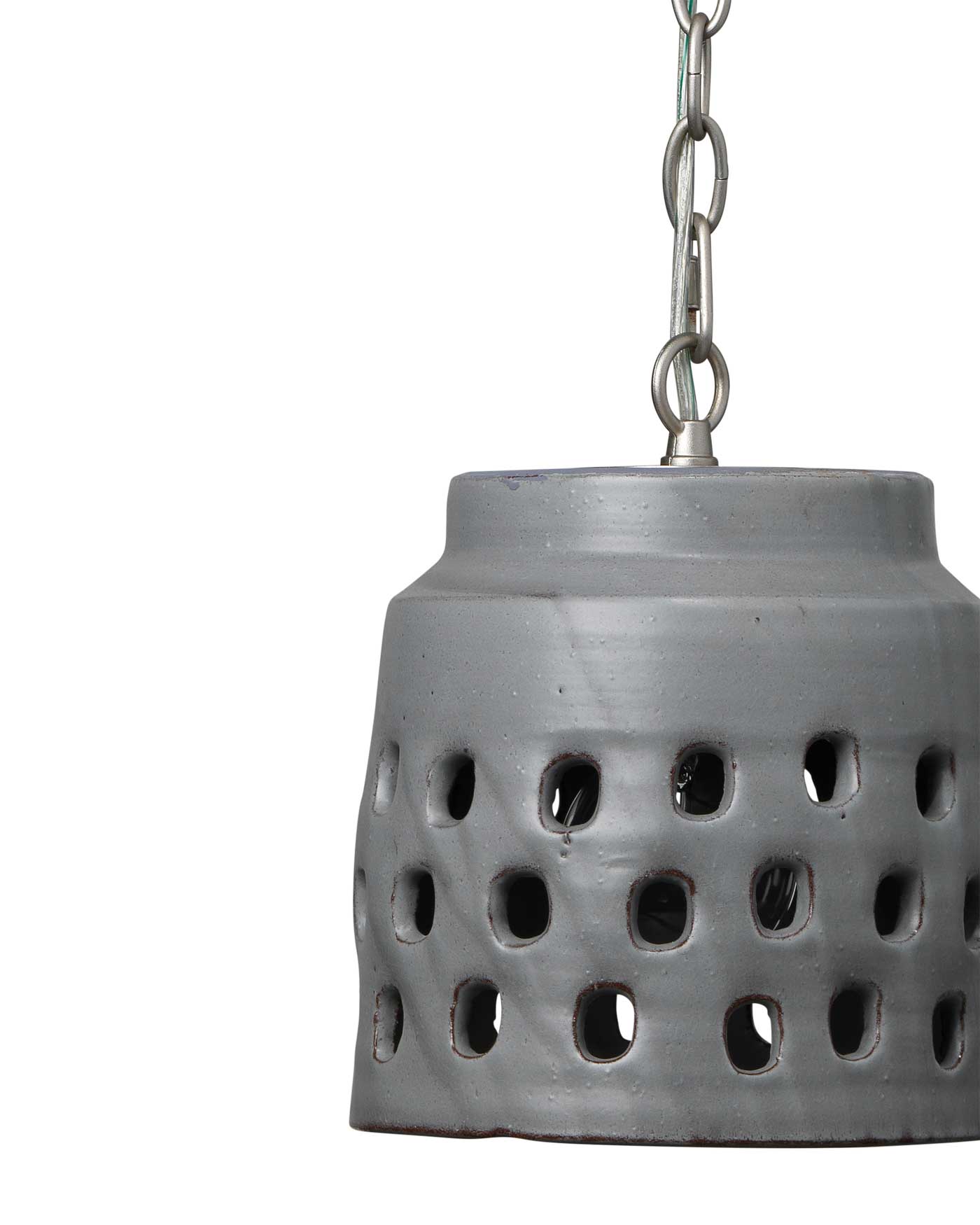 Perforated Pendant in Grey Ceramic
