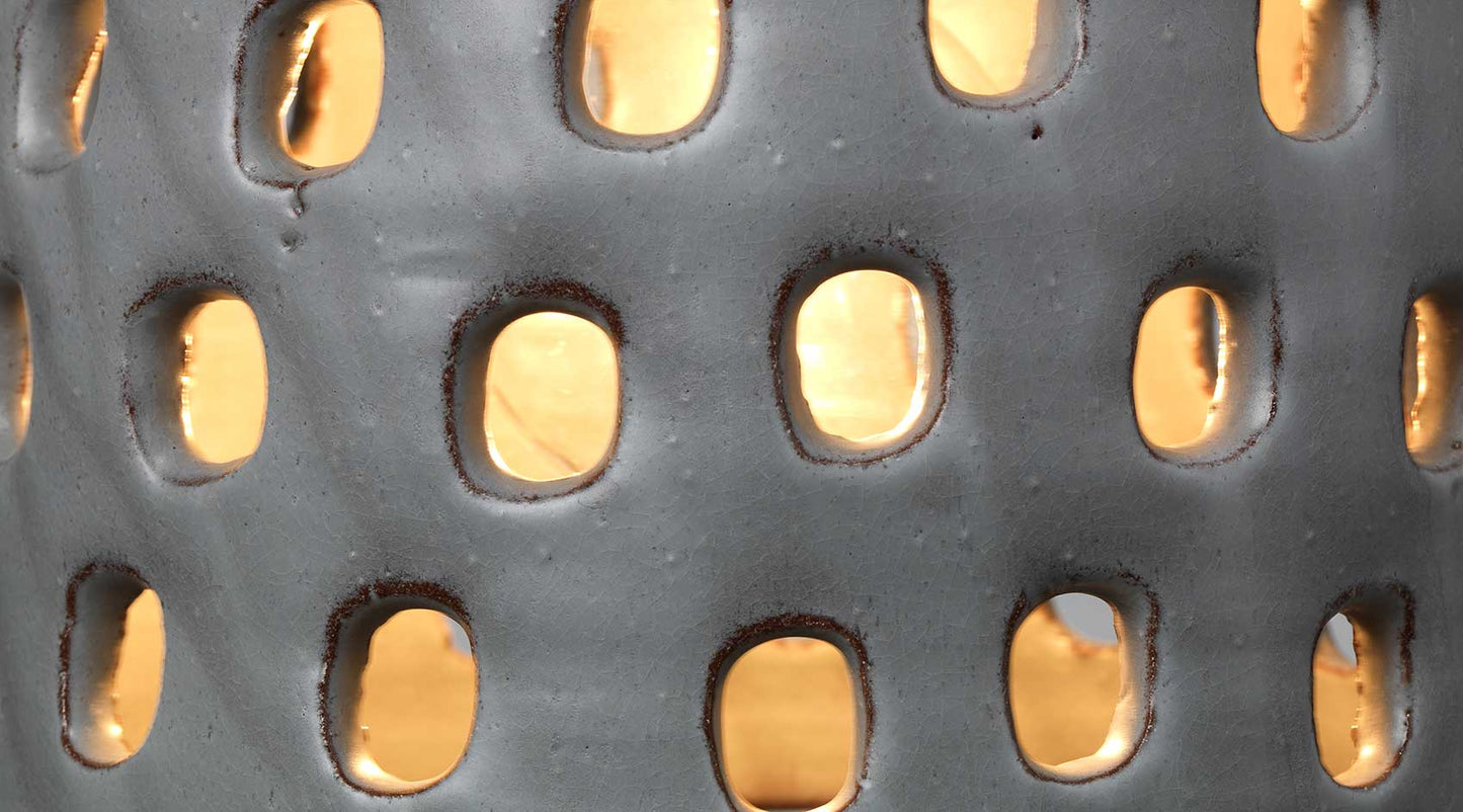 Perforated Pendant in Grey Ceramic