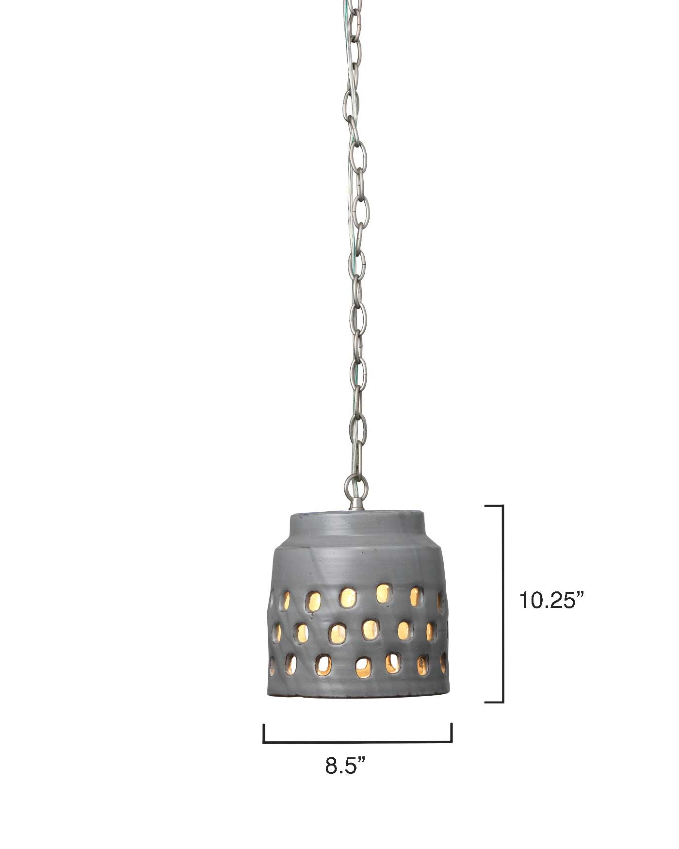 Perforated Pendant in Grey Ceramic