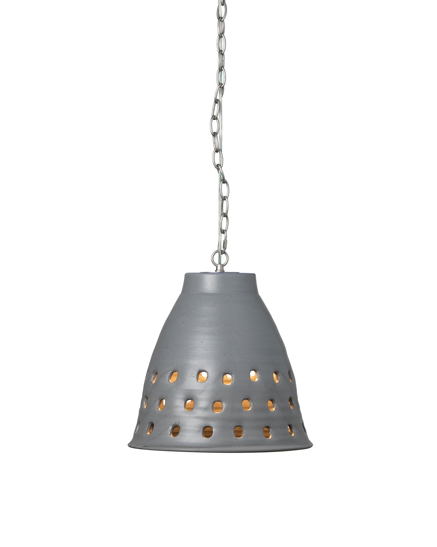 Long Perforated Pendant in Grey Ceramic