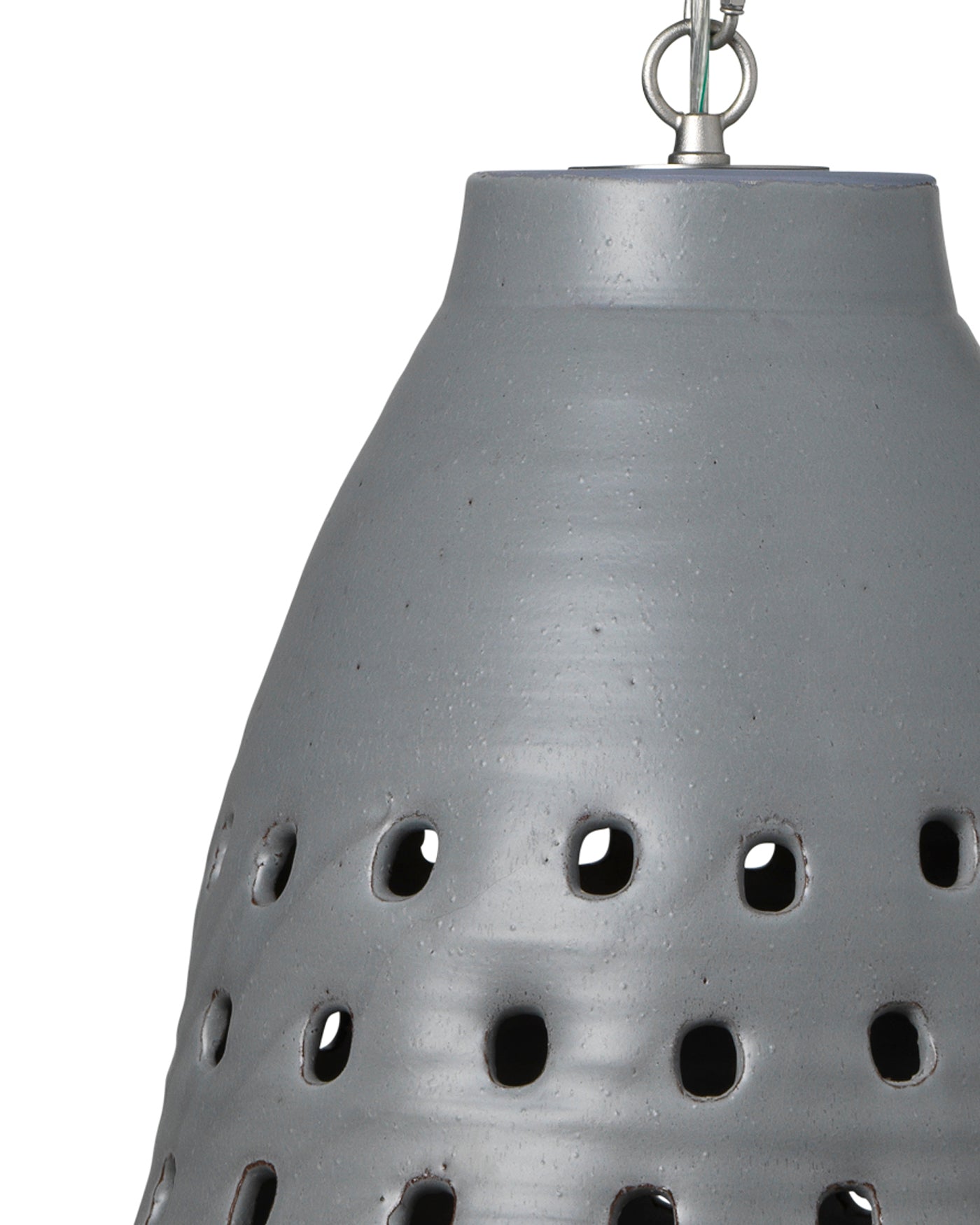 Long Perforated Pendant in Grey Ceramic