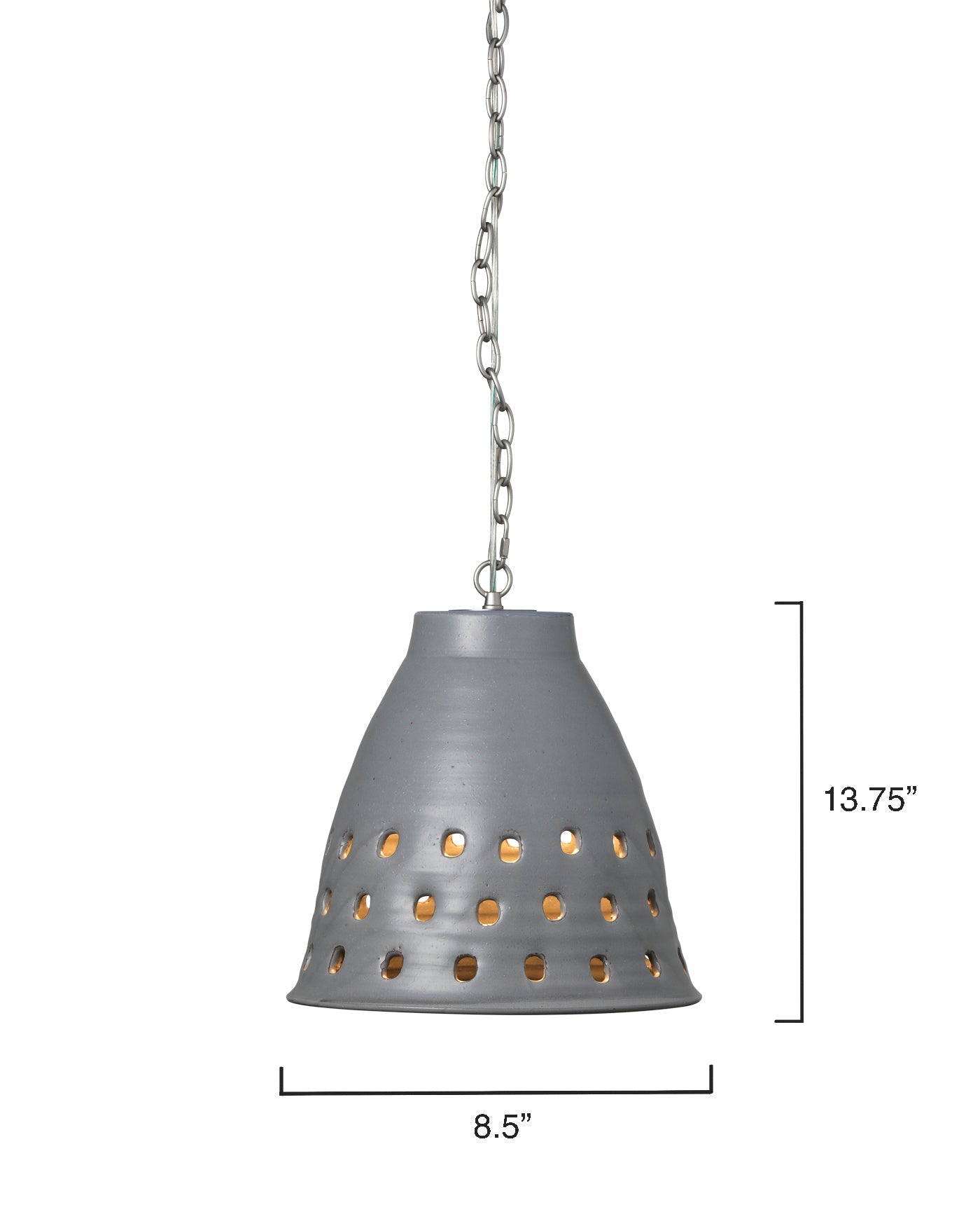 Long Perforated Pendant in Grey Ceramic