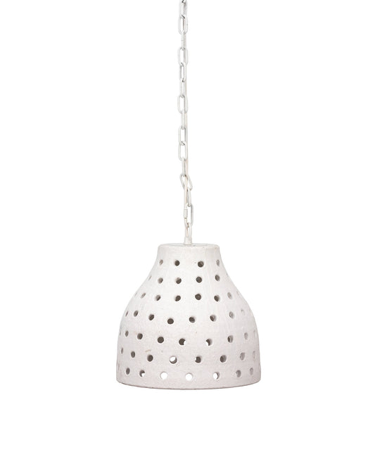 Large Porous Pendant in Textured Matte White Ceramic