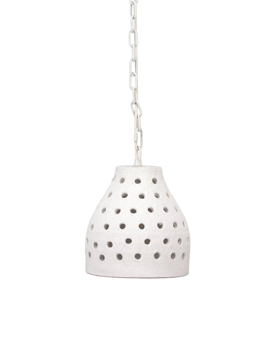 Medium Porous Pendant in Textured Matte White Ceramic