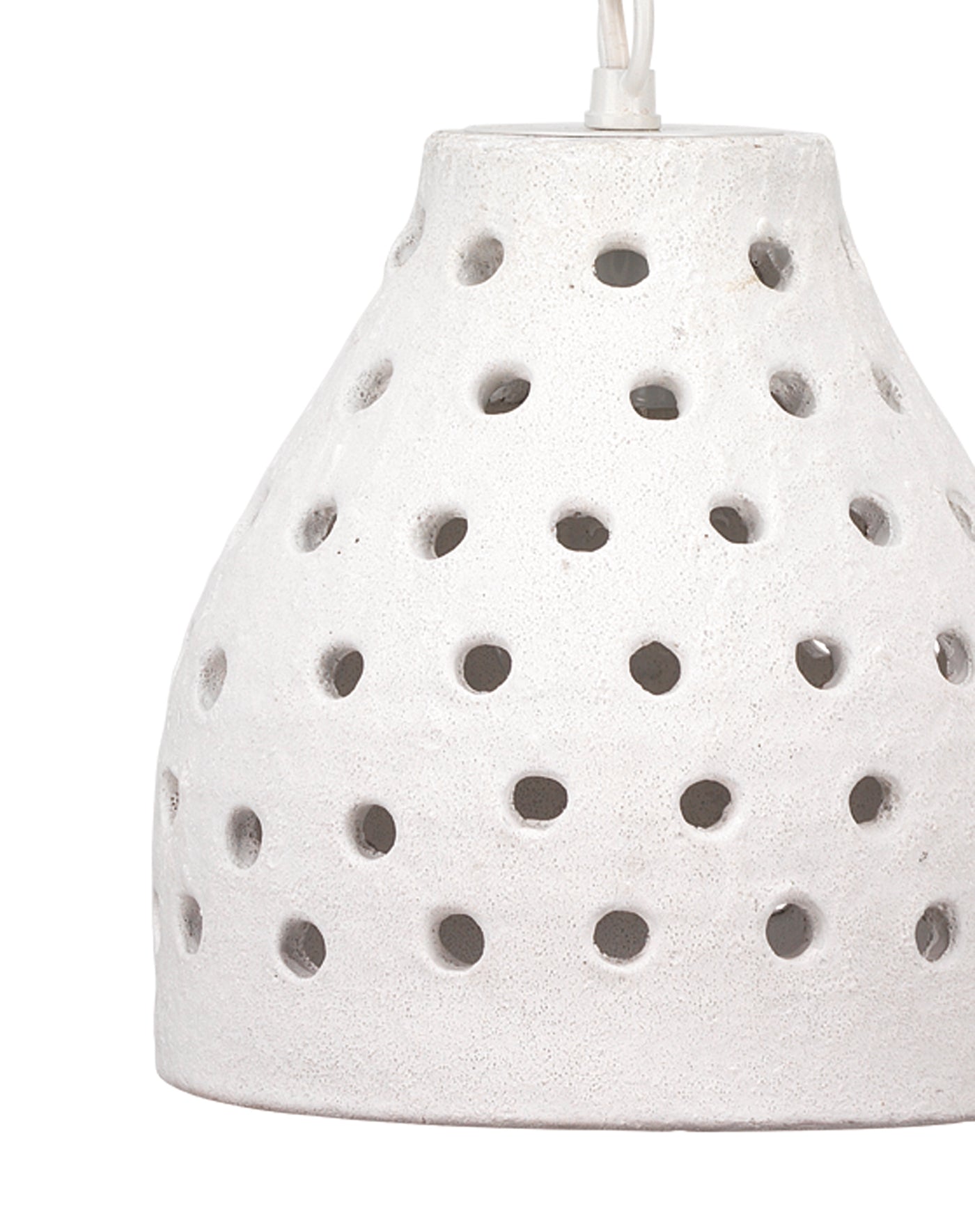 Medium Porous Pendant in Textured Matte White Ceramic