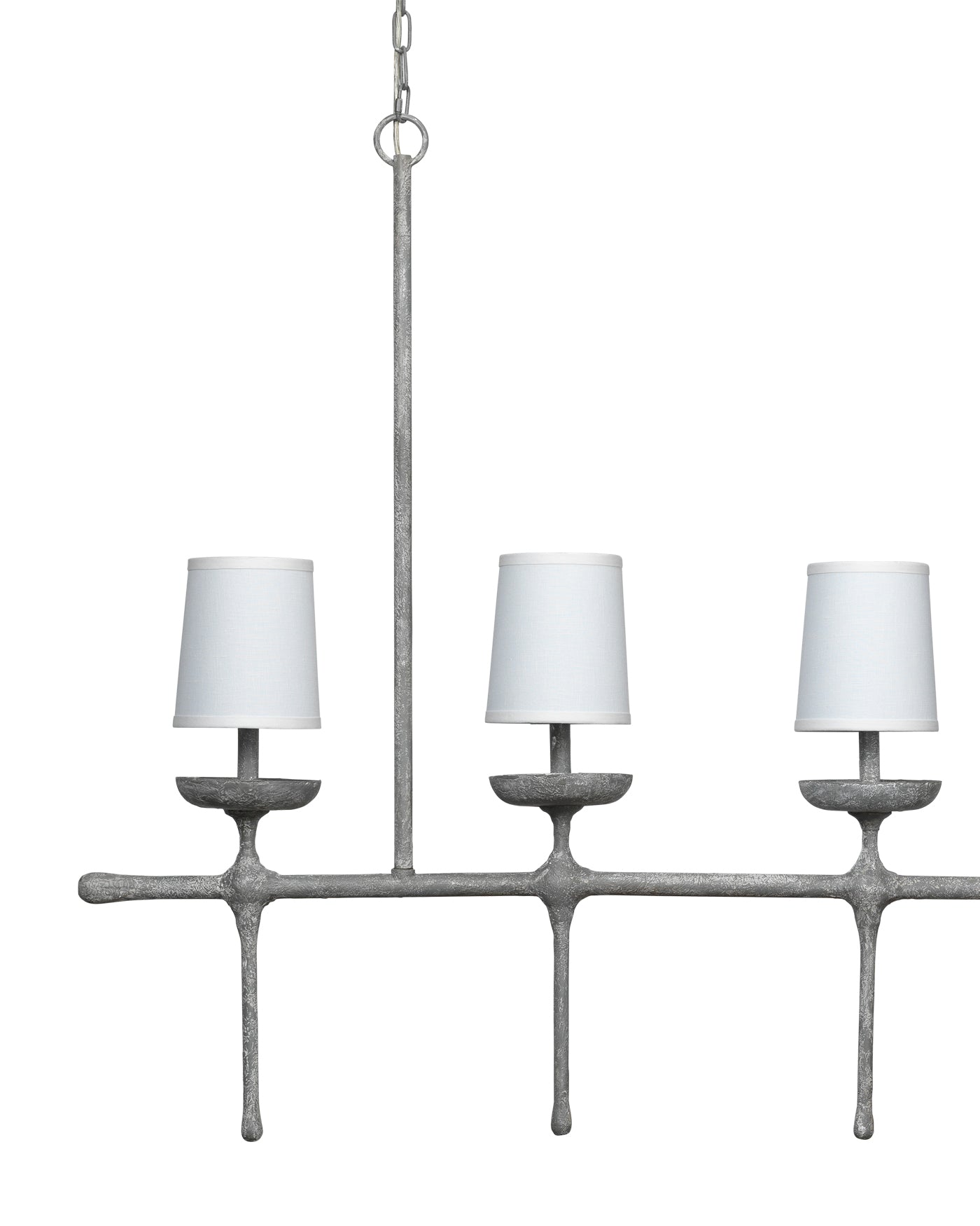 Providence 5 Light Chandelier in Grey Plaster With White Linen Shades