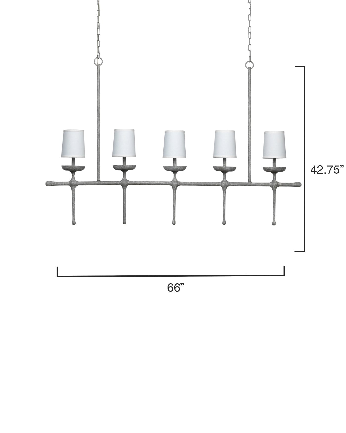Providence 5 Light Chandelier in Grey Plaster With White Linen Shades