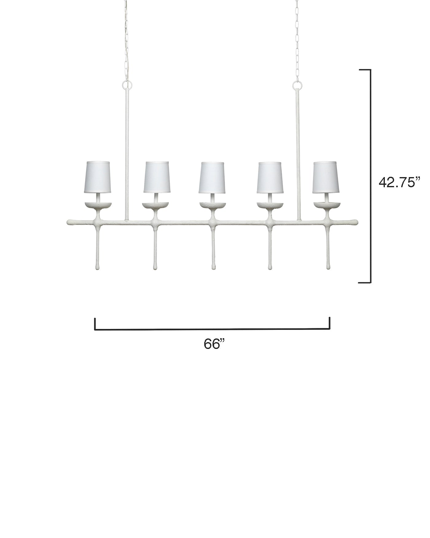 Providence 5 Light Chandelier in White Plaster With White Linen Shades