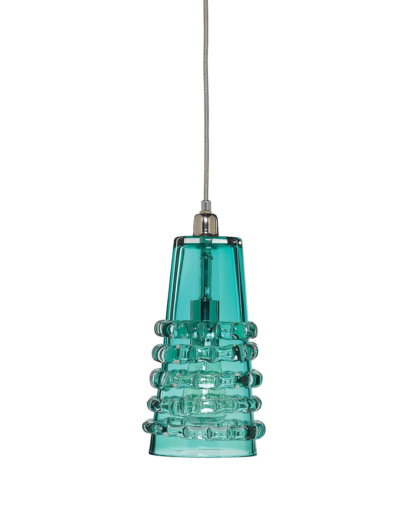 Long Ribbon Pendant in Lake Blue Glass