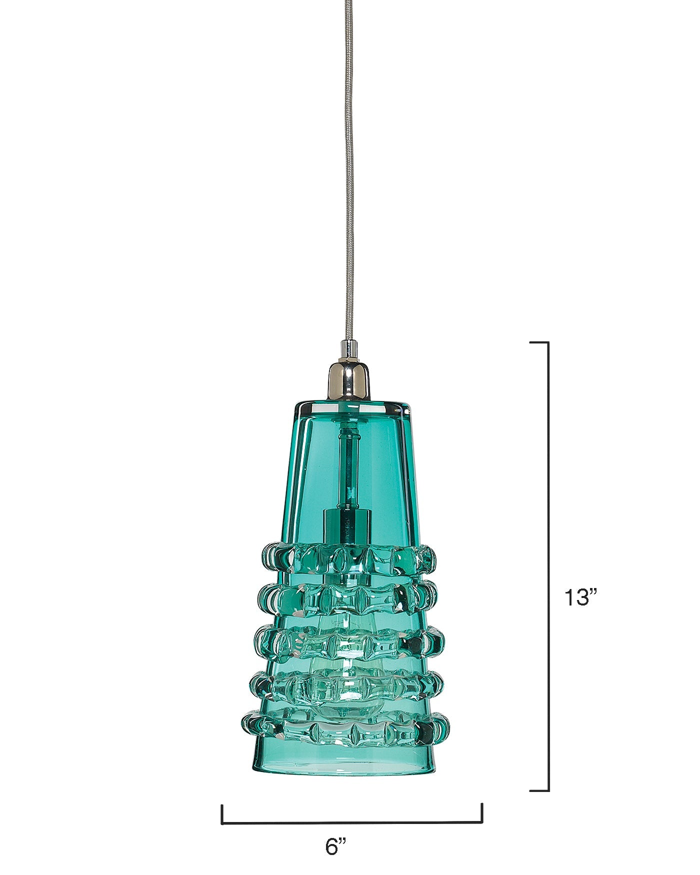 Long Ribbon Pendant in Lake Blue Glass