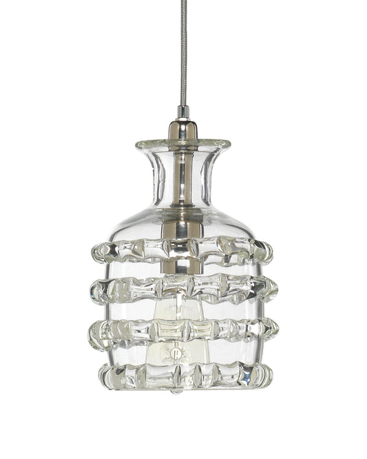 Ribbon Pendant in Clear Glass, Small