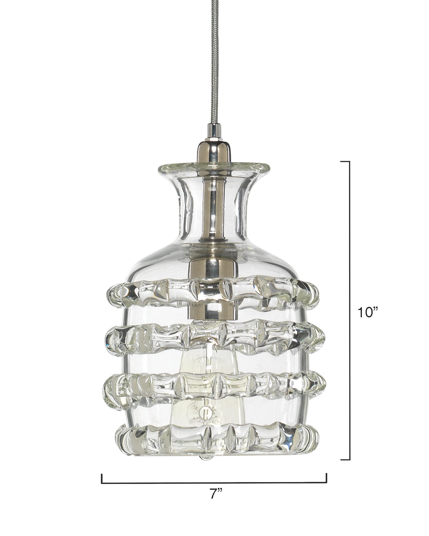 Ribbon Pendant in Clear Glass, Small