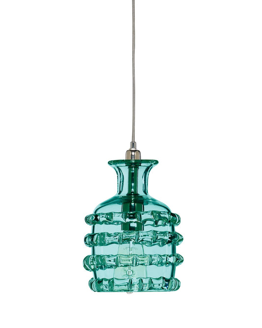 Ribbon Pendant in Lake Blue Glass, Small