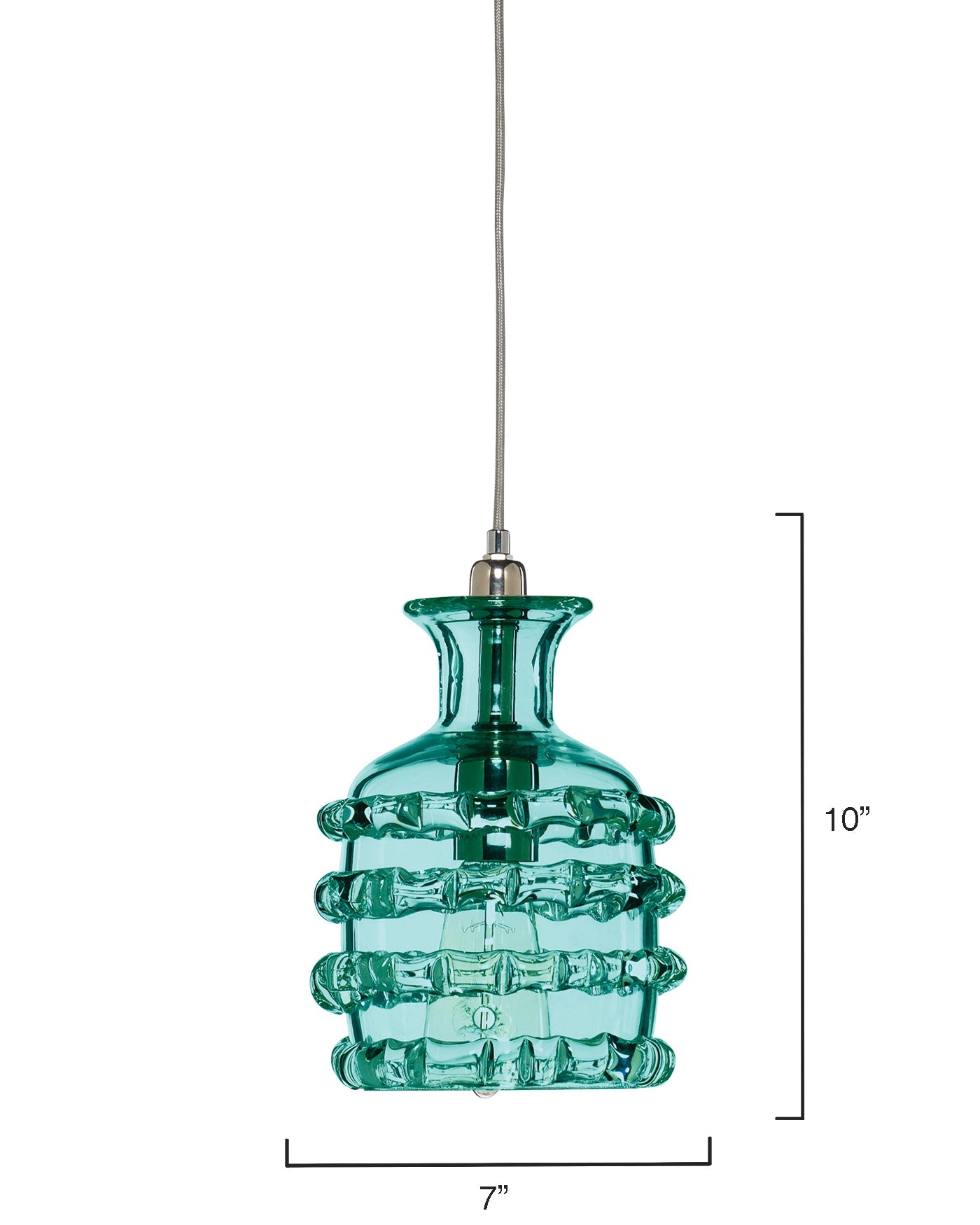 Ribbon Pendant in Lake Blue Glass, Small