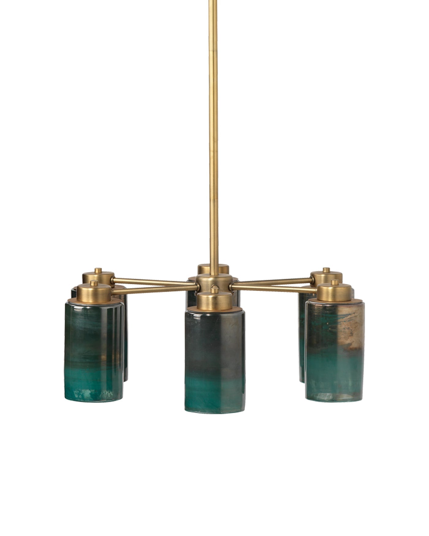 Vapor Chandelier in Vapor Glass & Antique Brass Metal