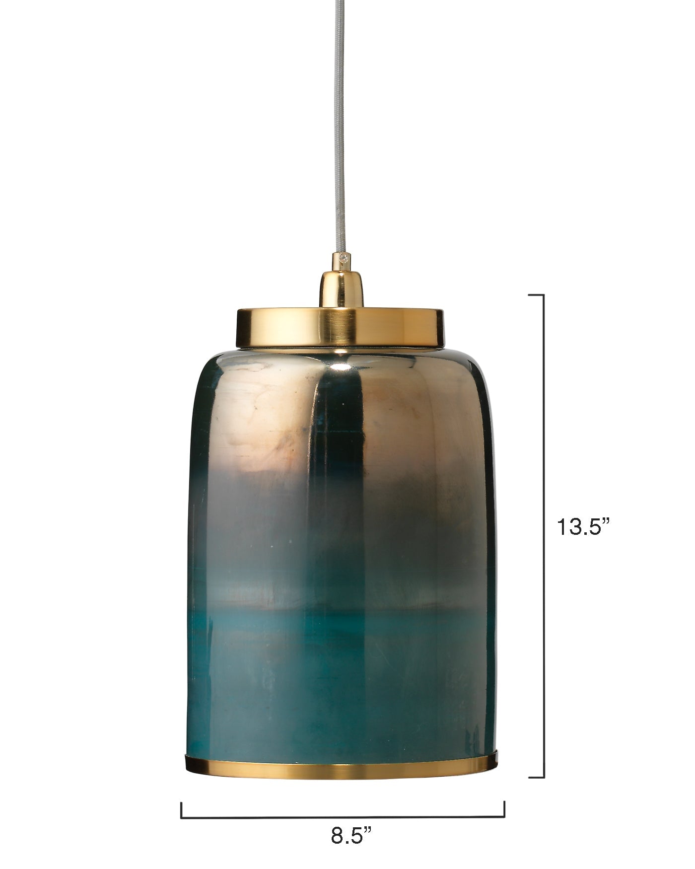 Vapor Pendant, Medium in Aqua Metallic Glass