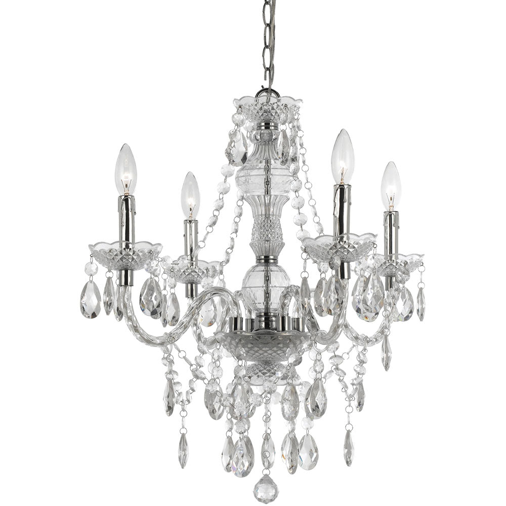 Naples Mini Chandelier, 4-60W Candle Bulbs, 23"HX21"D, Hardwire Option