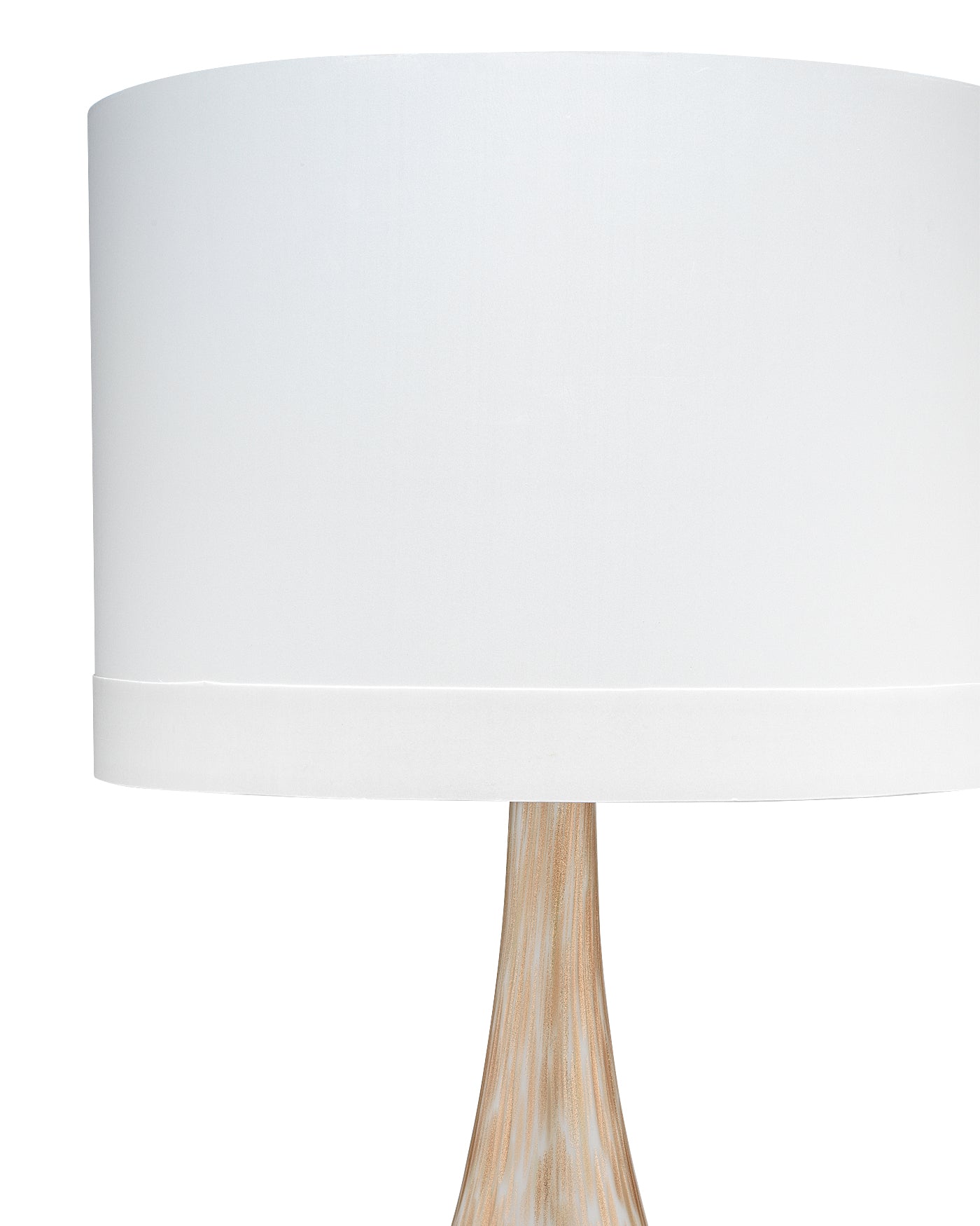 Dewdrop Table Lamp in Gold Ombre Glass with Classic Drum Shade in White Silk
