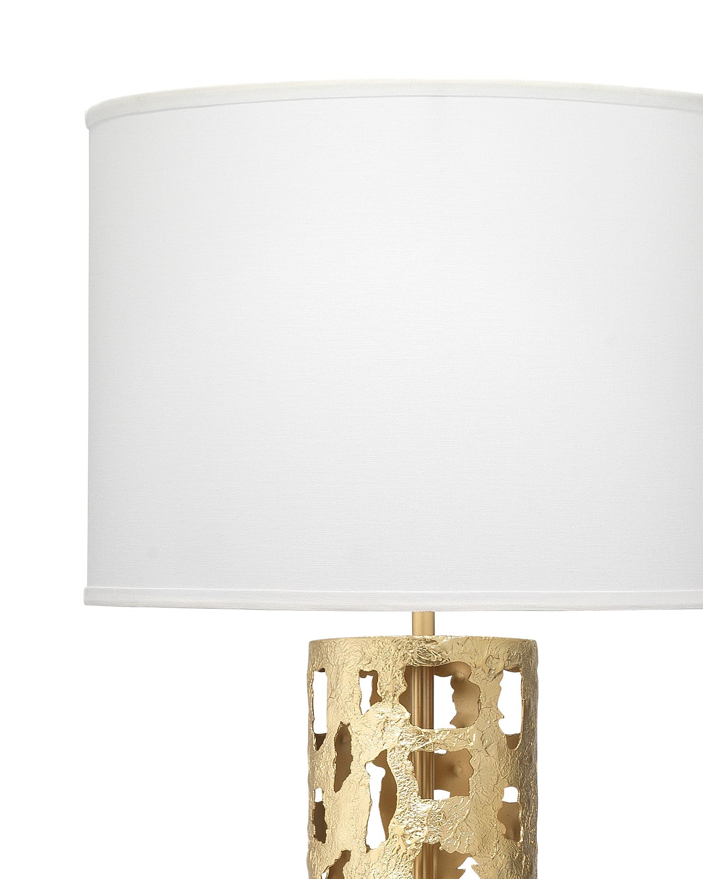 Firenze Floor Lamp in Soft Antique Gold Leaf Metal With White Linen Drum Shade