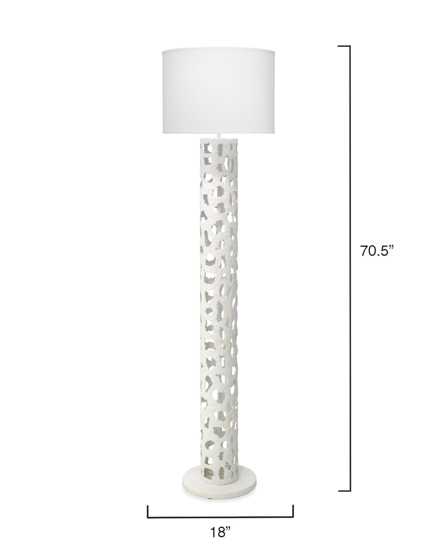 Firenze Floor Lamp in White Metal With White Linen Drum Shade