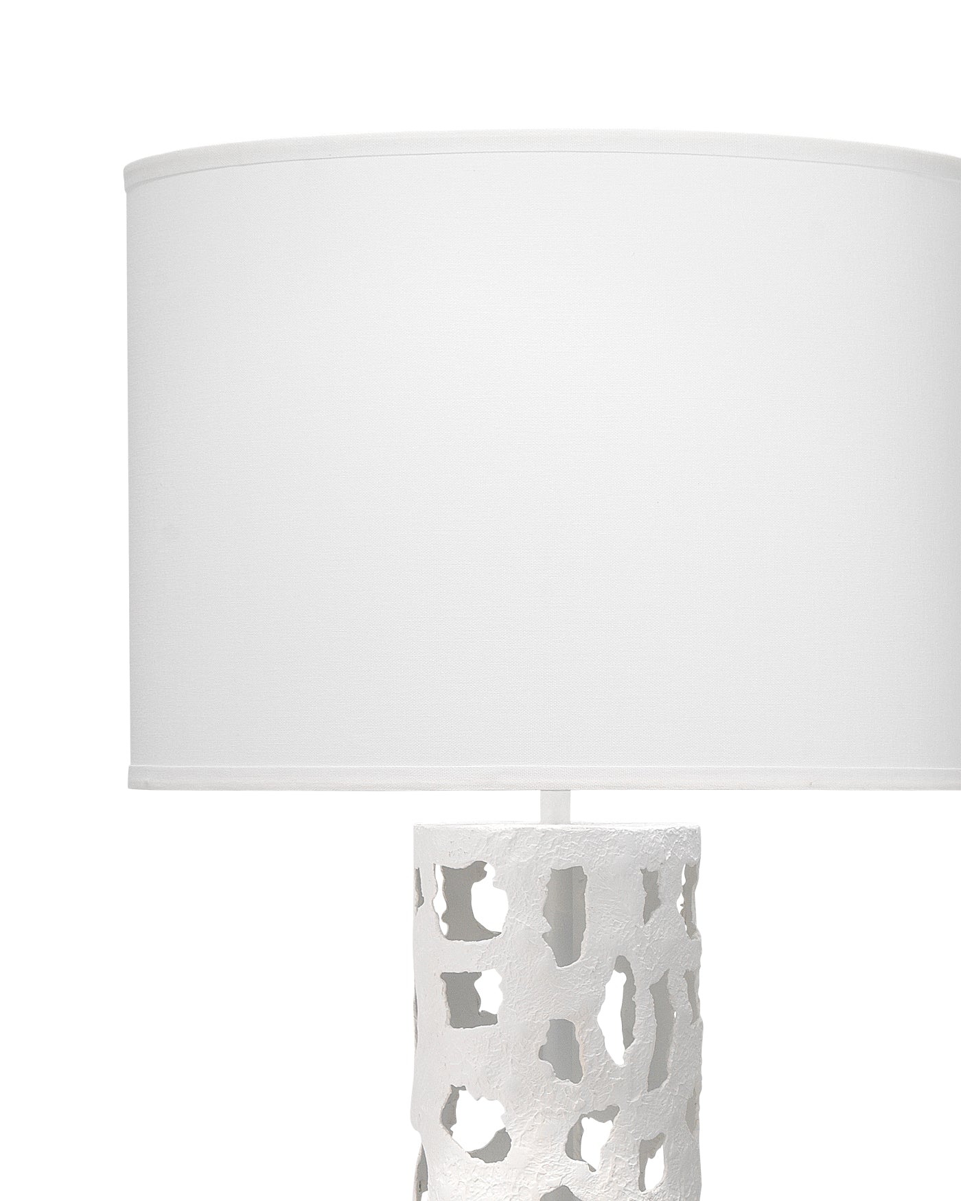 Firenze Floor Lamp in White Metal With White Linen Drum Shade
