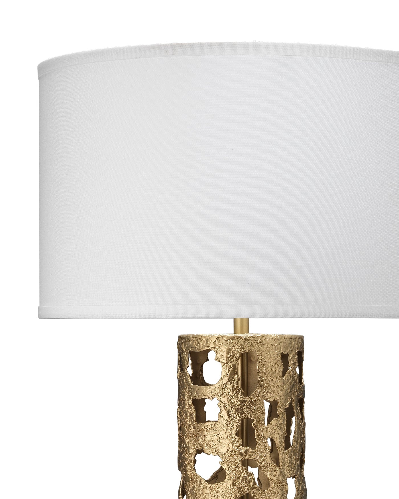 Firenze Table Lamp in Soft Antique Gold Leaf Metal With White Linen Drum Shade