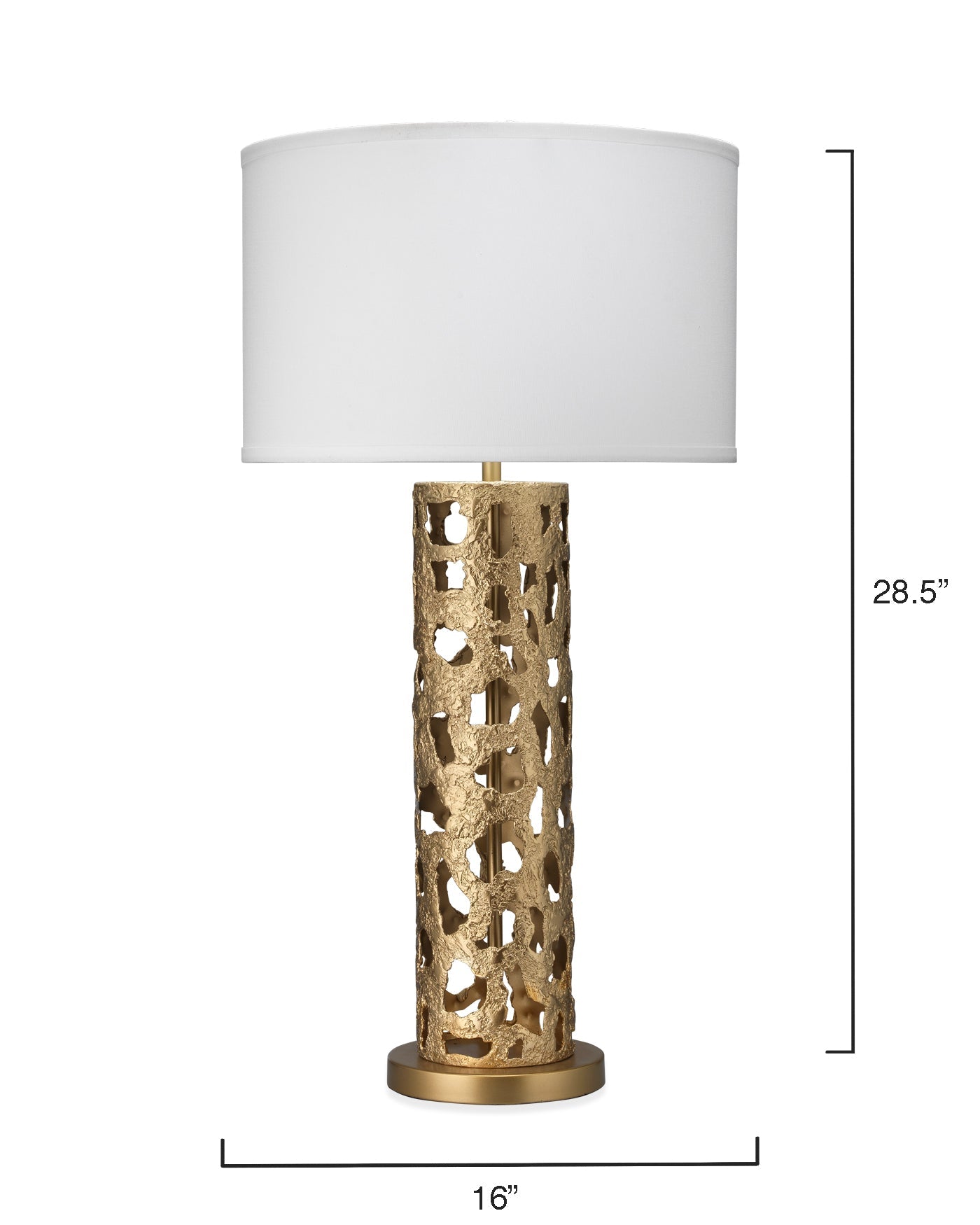 Firenze Table Lamp in Soft Antique Gold Leaf Metal With White Linen Drum Shade