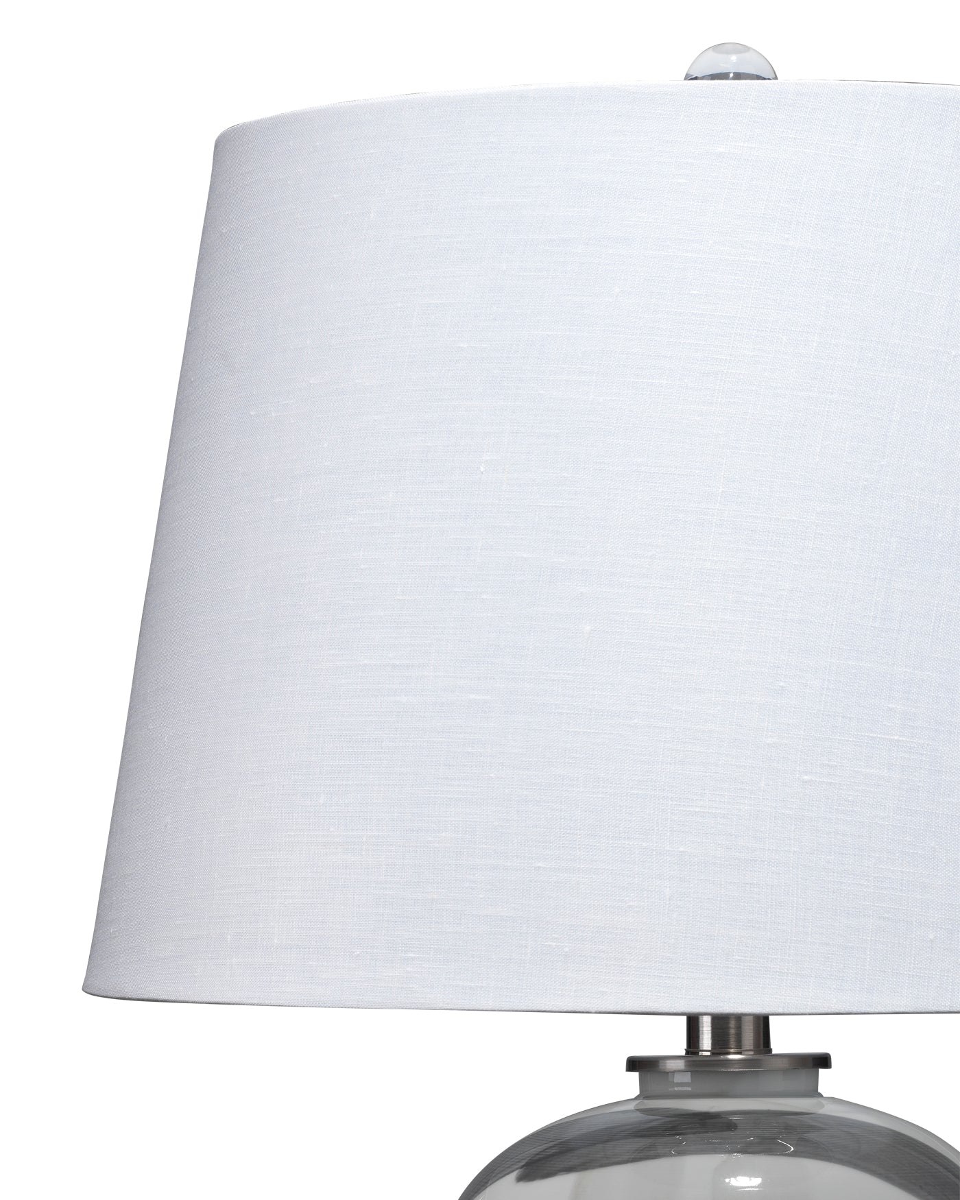 Graphic Table Lamp in Black, Beige & White Ceramic With a Cone Shade in White Linen