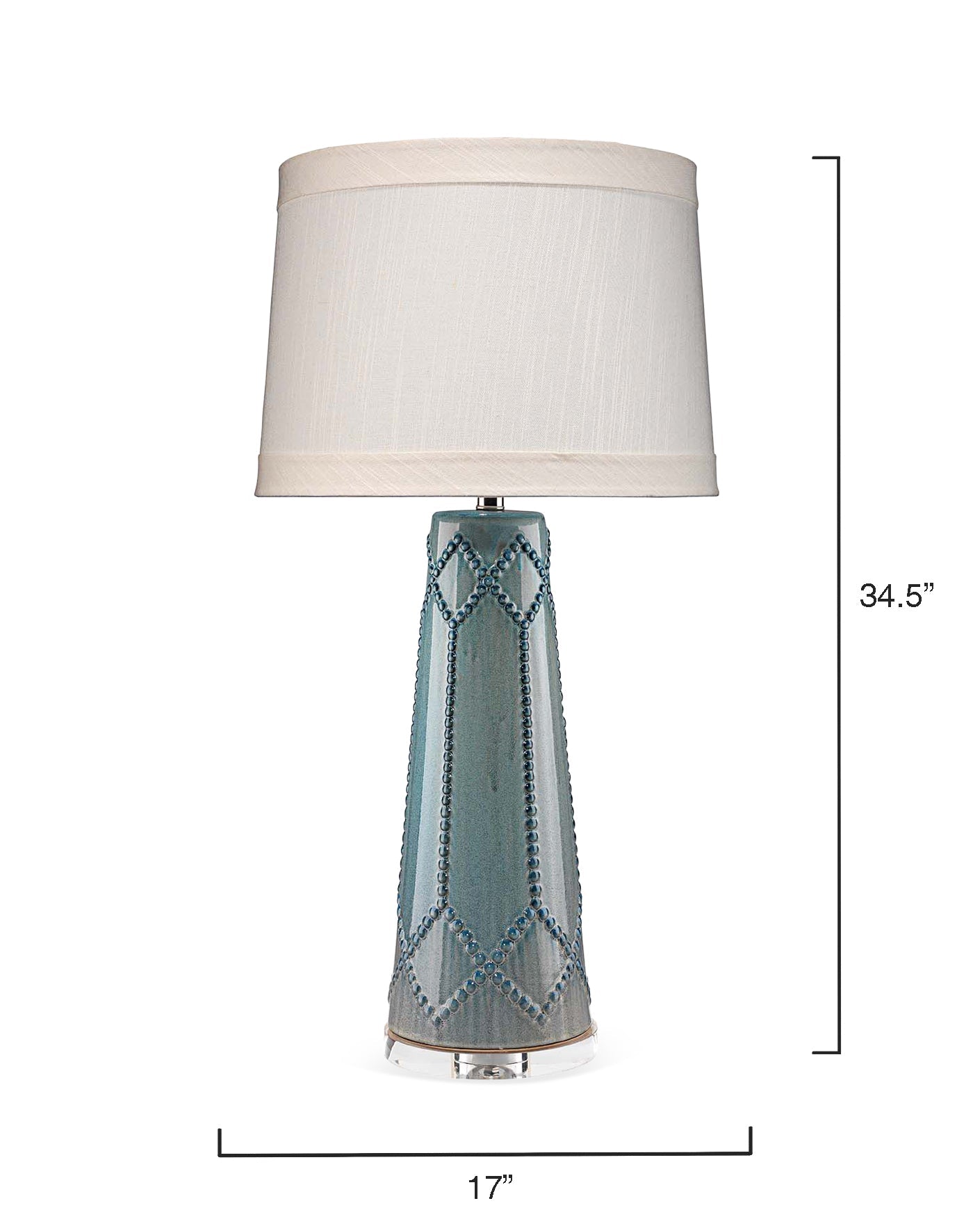 Hobnail Table Lamp in Teal Ceramic