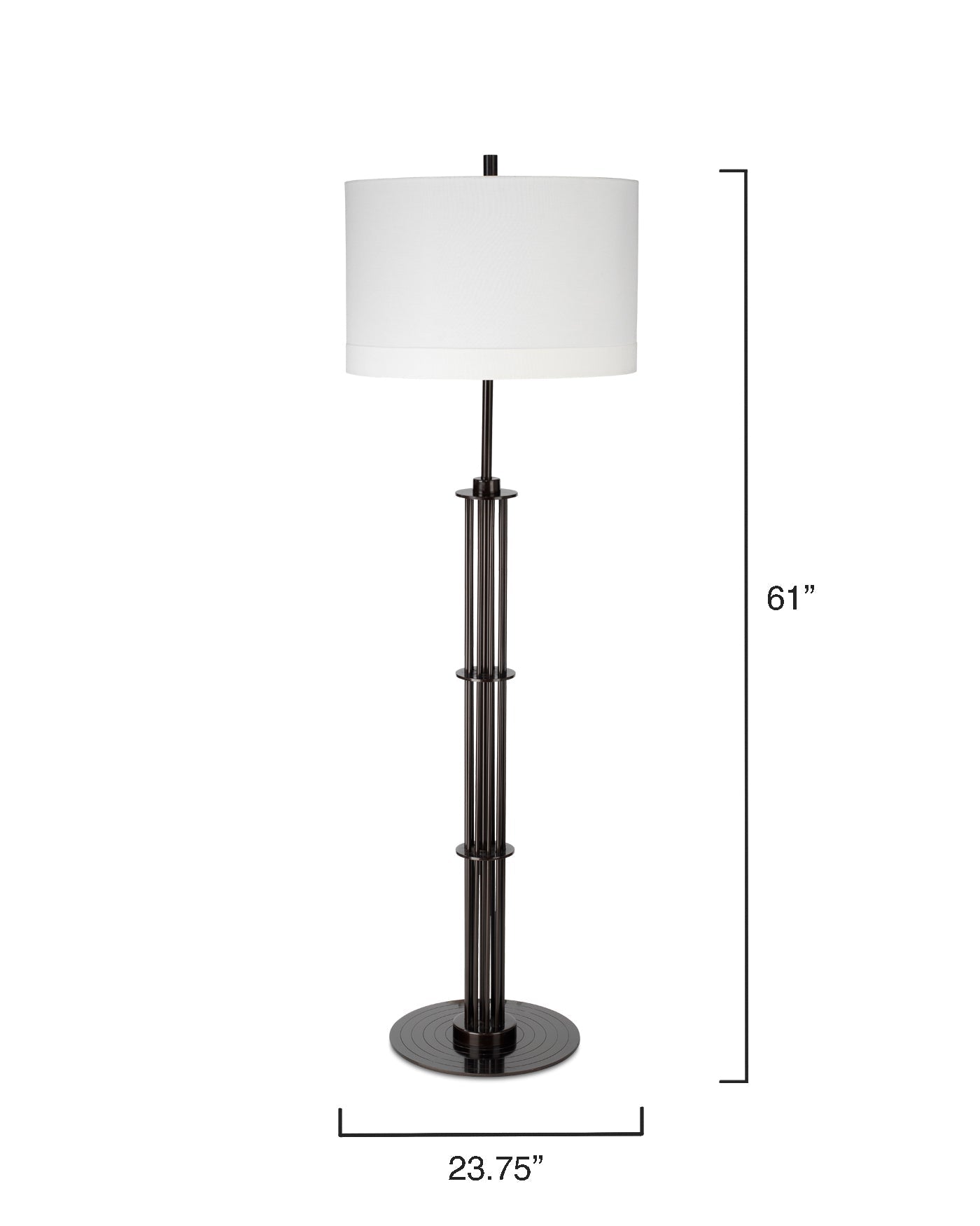 Marcus Floor Lamp in Oil Rubbed Bronze Metal With a Drum Shade in White Linen