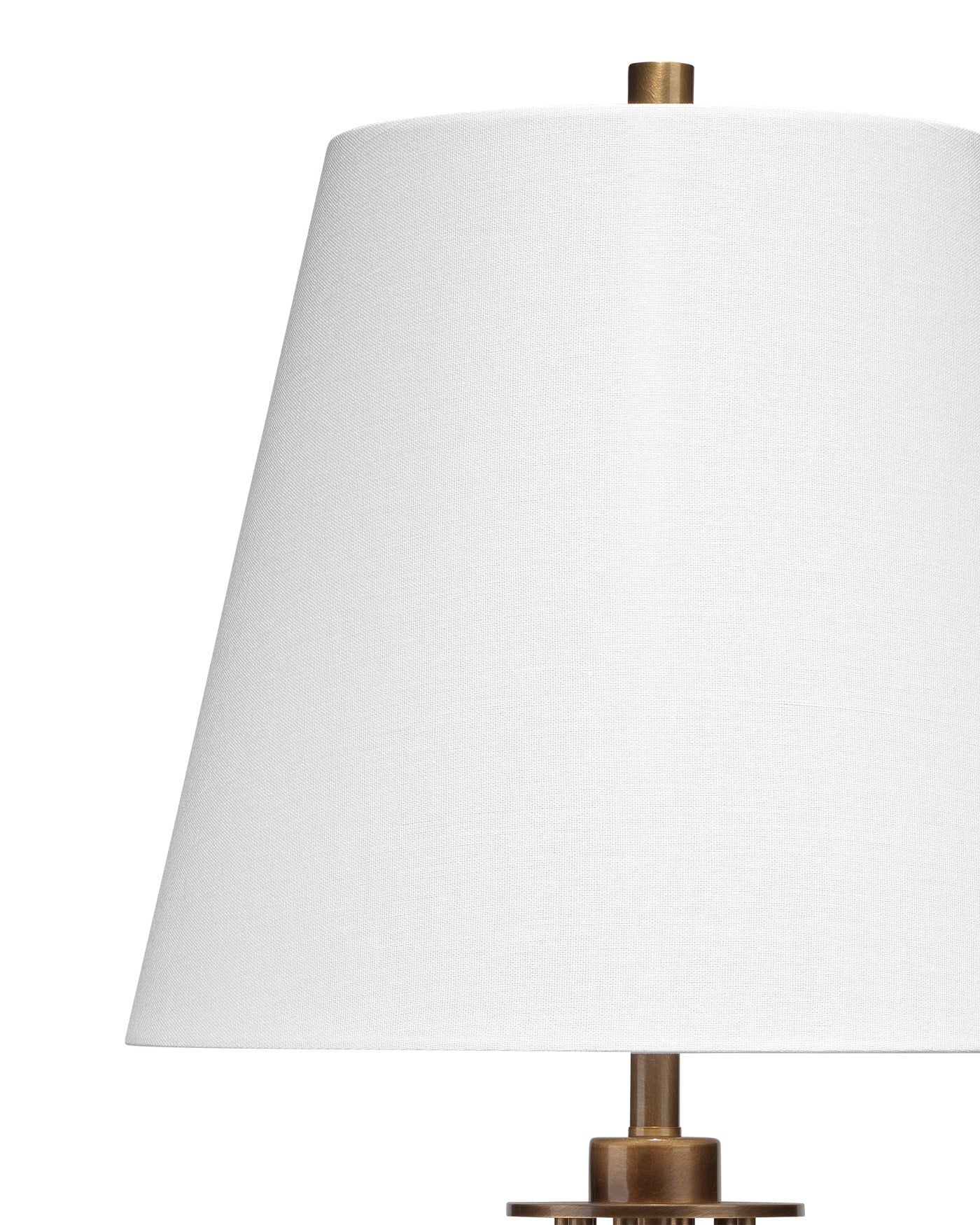 Marcus Table Lamp in Antique Brass Metal With a Cone Shade in White Linen