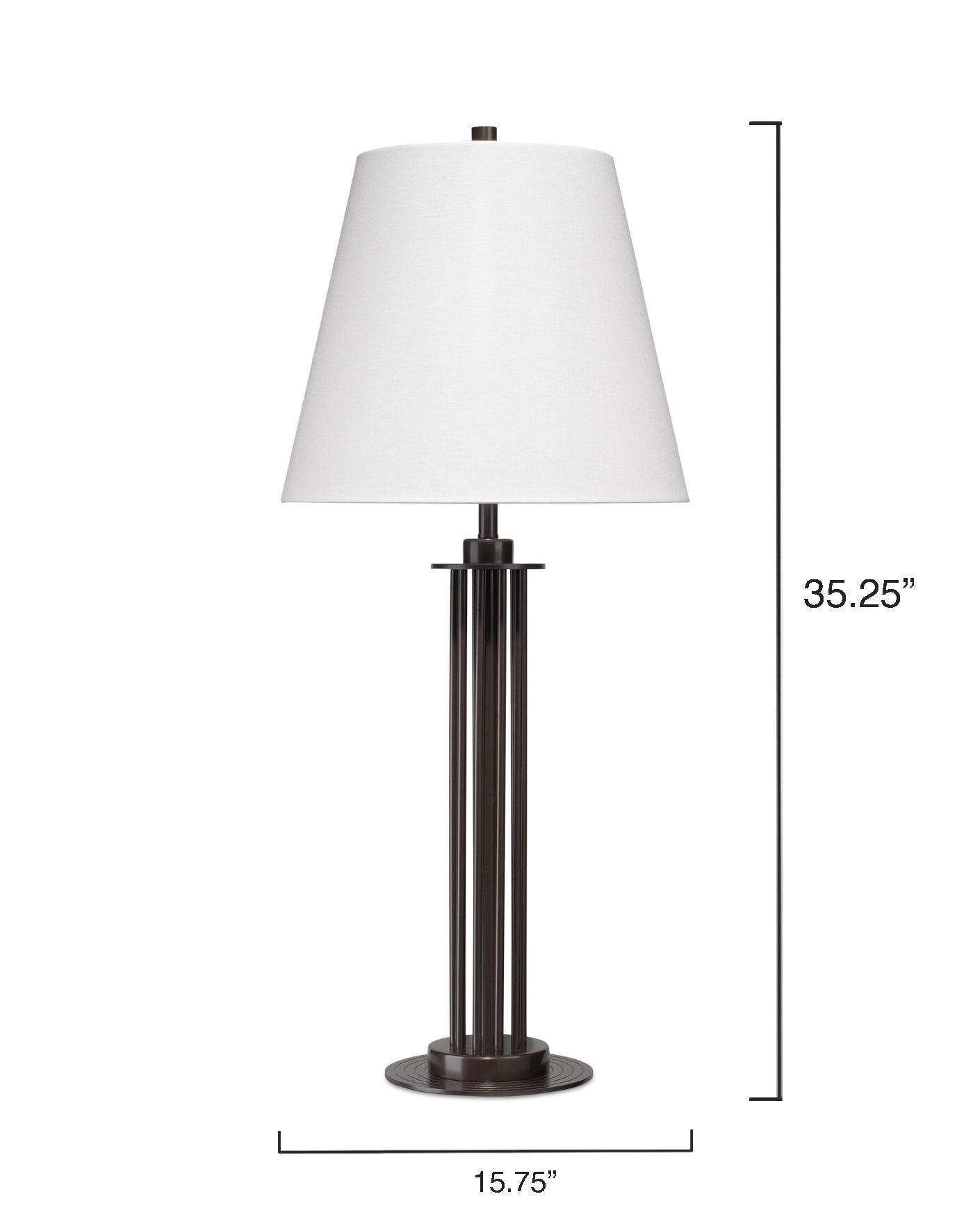 Marcus Table Lamp in Oil Rubbed Bronze Metal With a Cone Shade in White Linen
