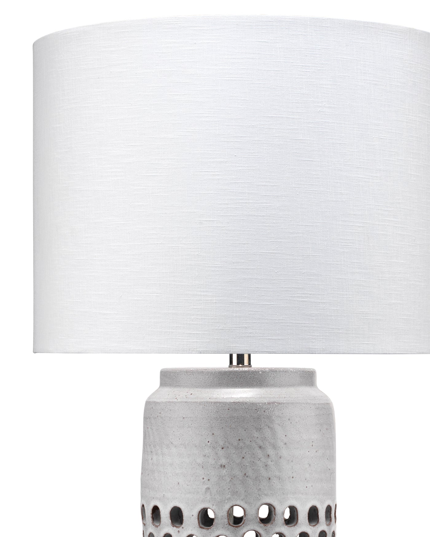 Perforated Table Lamp in Matte Frosted Grey Ceramic