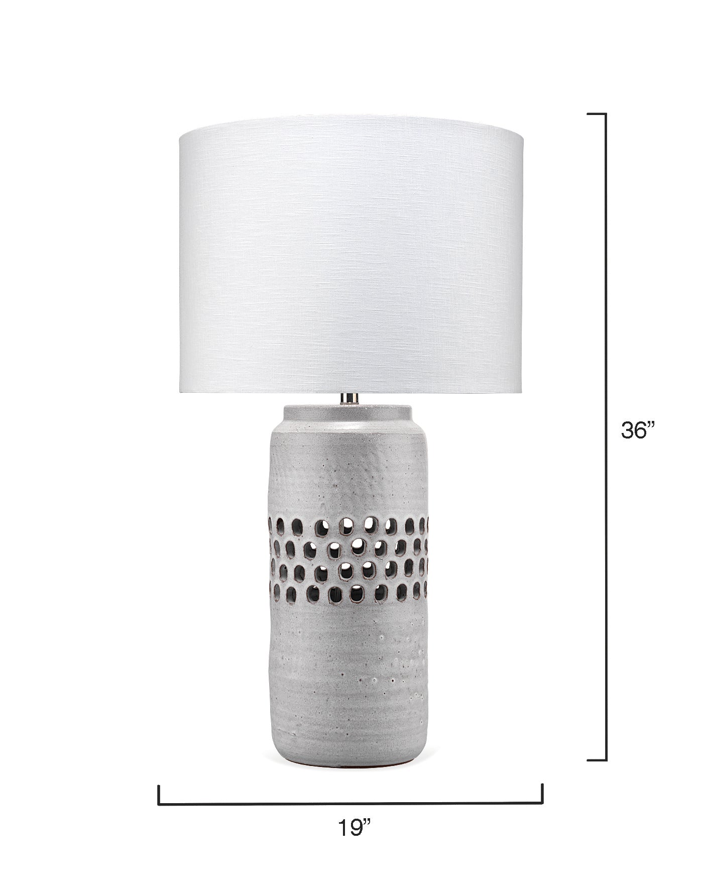 Perforated Table Lamp in Matte Frosted Grey Ceramic