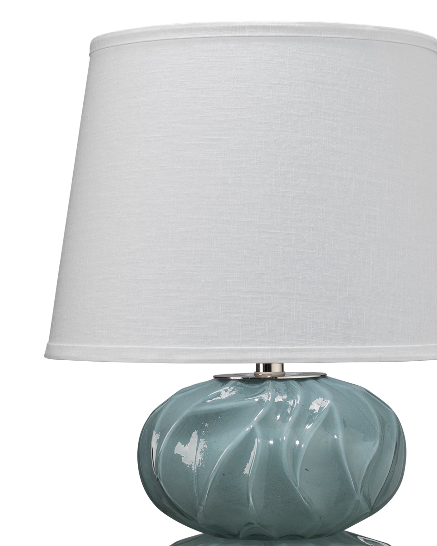 Pricilla Double Gourd Table Lamp in Cornflower Blue Glass With Cone Shade in White Linen