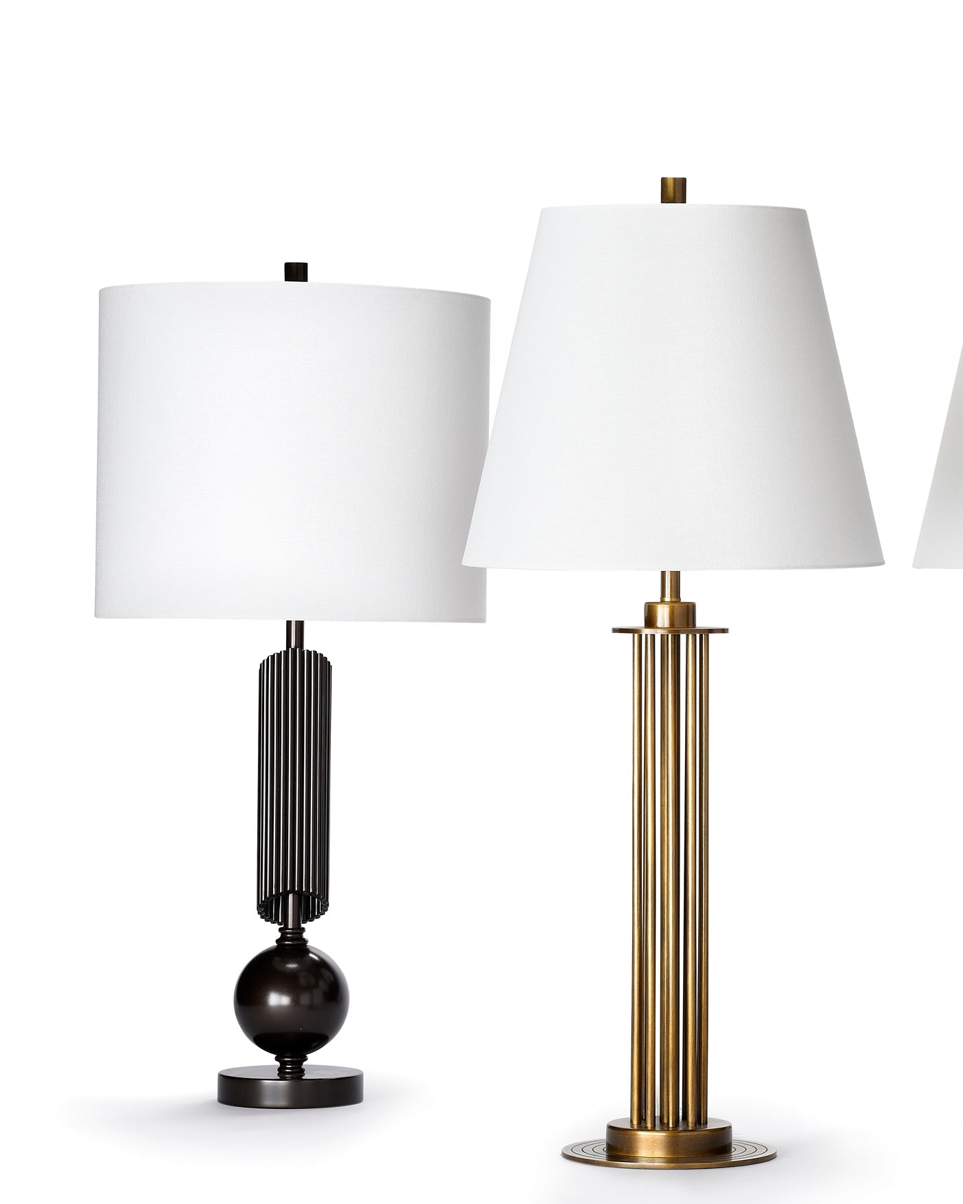 Ravel Table Lamp in Oil Rubbed Bronze Metal With a Drum Shade in White Linen