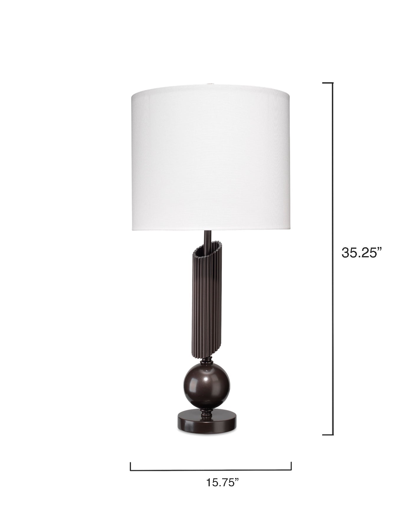 Ravel Table Lamp in Oil Rubbed Bronze Metal With a Drum Shade in White Linen