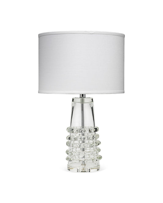 Ribbon Table Lamp, Tall in Clear With Medium Drum Shade in White Linen