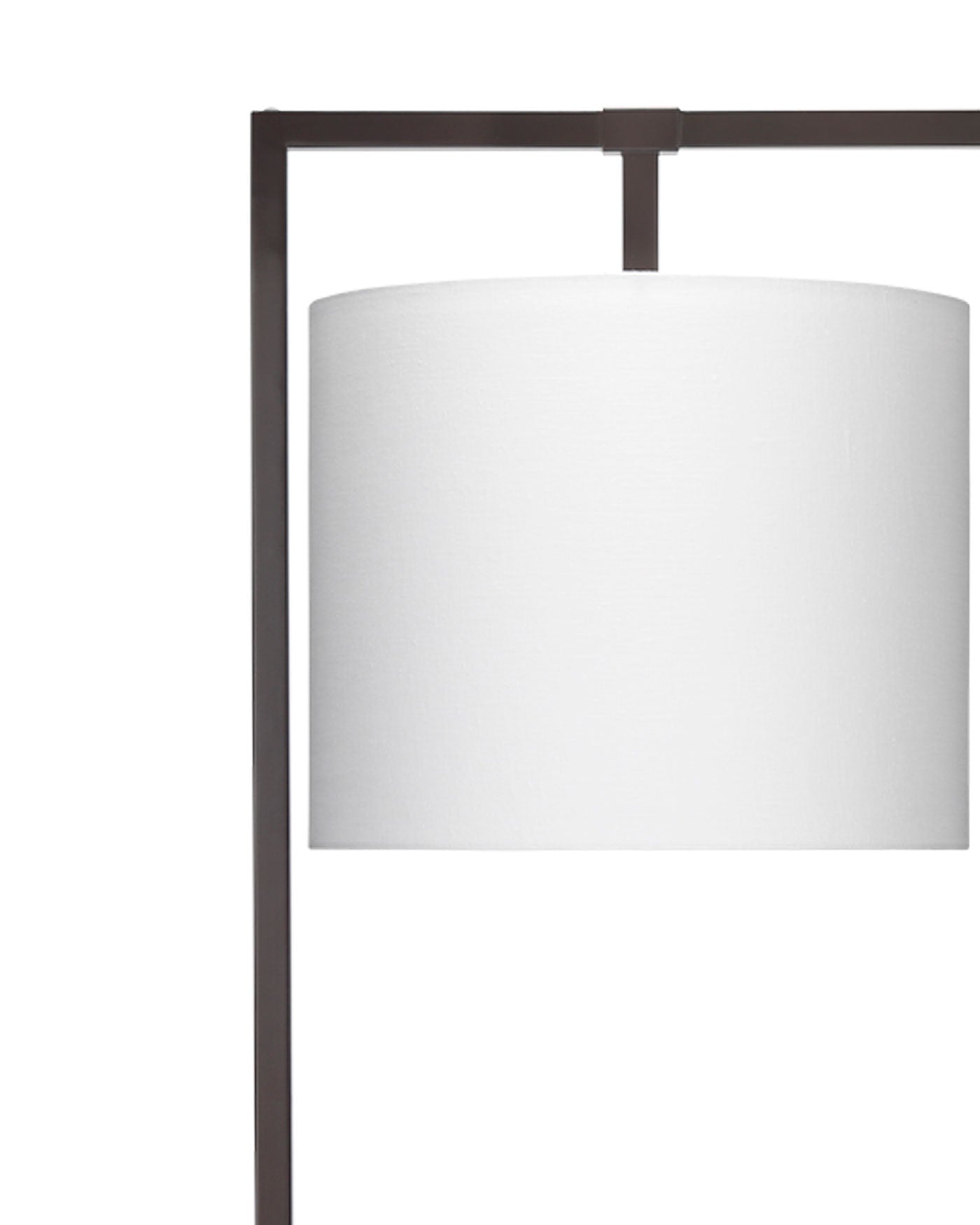 Shogun Floor Lamp in Oil Rubbed Bronze Metal With White Linen Drum Shade With Acrylic Diffuser