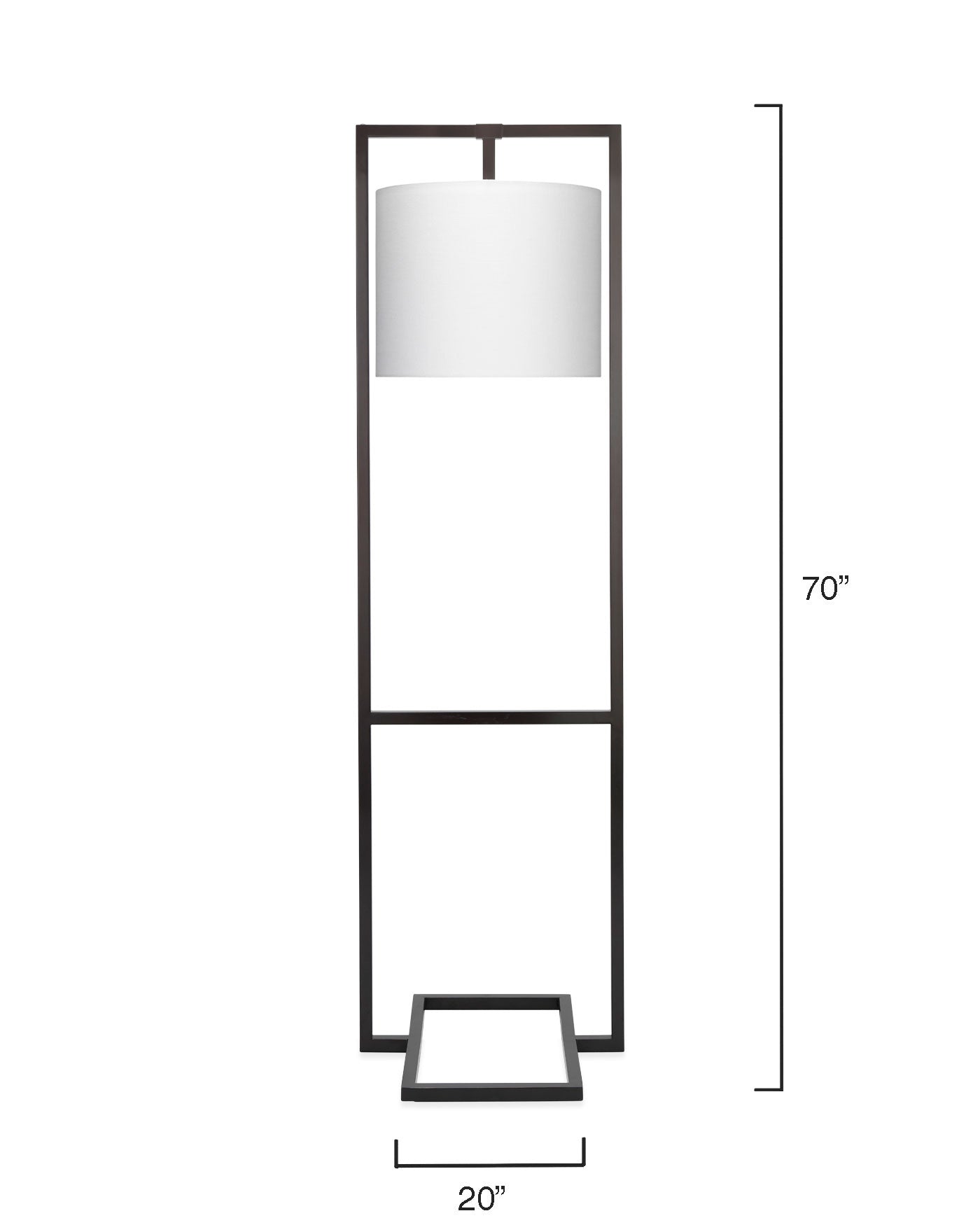 Shogun Floor Lamp in Oil Rubbed Bronze Metal With White Linen Drum Shade With Acrylic Diffuser