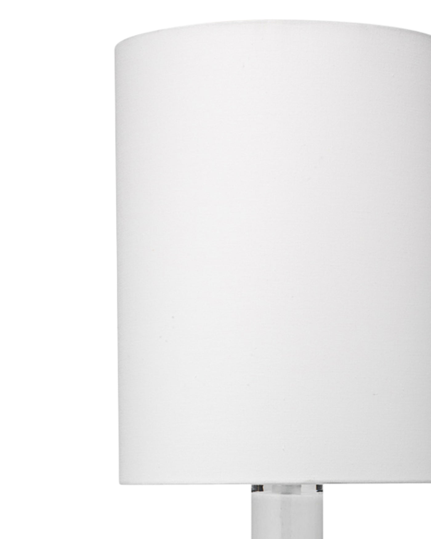 Studio Table Lamp in White With Tall Thin Drum Shade in White Linen