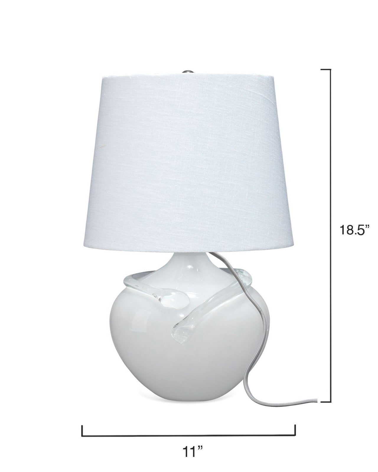 Wesley Table Lamp in White Glass With a Cone Shade in White Linen