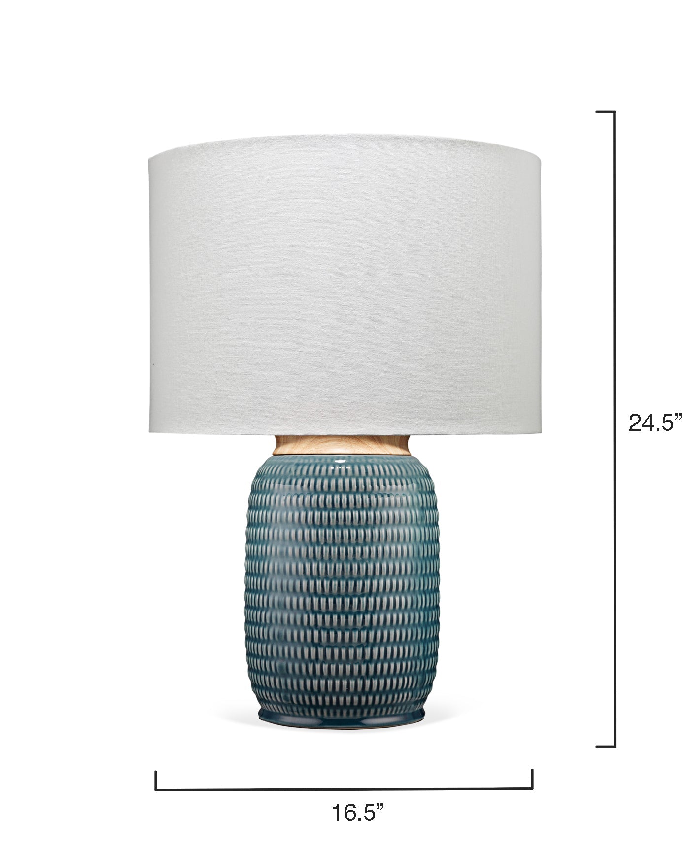Graham Table Lamp in Blue Ceramic Glaze With Drum Shade in Cream Linen